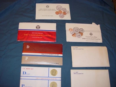United States uncirculated Mint Sets 1980s - 80, 81, 84, 85, 87, 88, 89 - Image 1 of 3