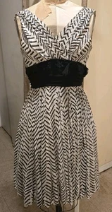 Vtg c. 1950's White &BlackCocktail Party Dress by Jonny Herbert Originals - Picture 1 of 9