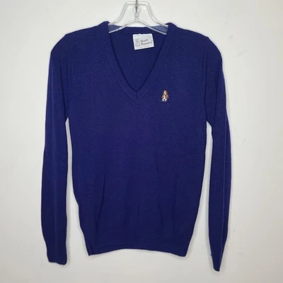 Vintage Hush Puppies bright blue long sleeve v-neck sweater dog logo - XS / S - Image 1 of 4