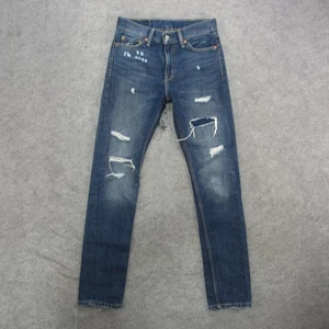Jeans Levis 510 uomo 28x32 blu invecchiato slim fit denim strappato ginocchio orlo grezzo - Foto 1 di 13