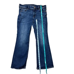 Pantalones de mezclilla para mujer American Eagle súper elásticos 14P cortos/ligeros acampanados - Imagen 1 de 8