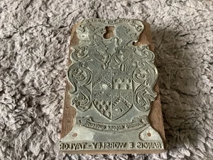 Fabulous Coat Of Arms Printing Block / Stamp Sir Francis Worsley Taylor  - Picture 1 of 4