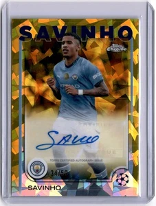 Savinho 2024-25 Topps Chrome UCC Sapphire Gold Auto #34/50 Manchester City - Picture 1 of 2