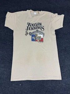 VINTAGE 80S WAYLON JENNINGS BILLY BOB'S TEXAS FORT WORTH T SHIRT XL USA THIN - Picture 1 of 9