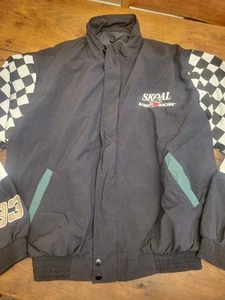 VTG NASCAR Skoal Bandit #33 Black Embroidered Checkerboard Racing Jacket~sz L - Picture 1 of 9