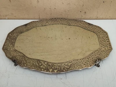 ANTICO VASSOIO A SPECCHIO LIBERTY A MOTIVO FLOREALE IN ARGENTO TITOLO 800 - Immagine 1 di 4