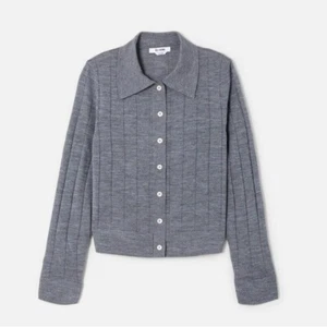 Re/Done The Caroline Rib Cardi Gray Anthracite Size Medium - Picture 1 of 6