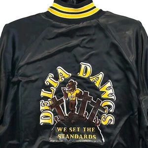 Vintage Delta Dawgs Company Satin Jacket Mens XXL 2XL Infantry Regiment Black - Picture 1 of 13