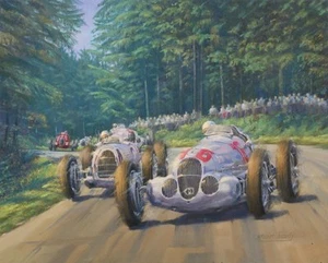 "Mercedes W125 Auto Union Alemán Motor Sport Carreras Coche Clásico Estampado Artístico - 22" - Imagen 1 de 1