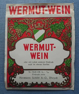 Etiqueta de vino antigua etiqueta de muestra etiqueta alrededor de 1920 vino de ajenjo alemán - Imagen 1 de 2