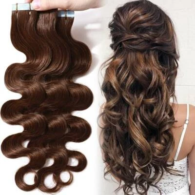 CLEARANCE 8A Curly Tape In Real Remy Human Hair Extensions Skin Weft Mix Colour - Image 1 of 4