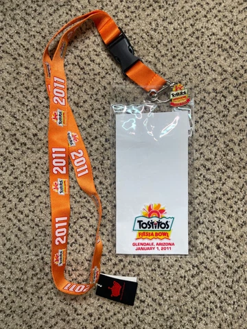 NWT 2011 Tostitos Fiesta Bowl Ticket Stub lanyard WITH "I Was There" Pin Pinback Cover