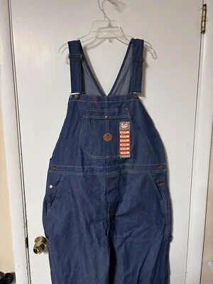 Red Kap Carpenter Denim Bibs Overalls Coveralls Blue Denim 42x32 Workwear Farm - Image 1 of 4