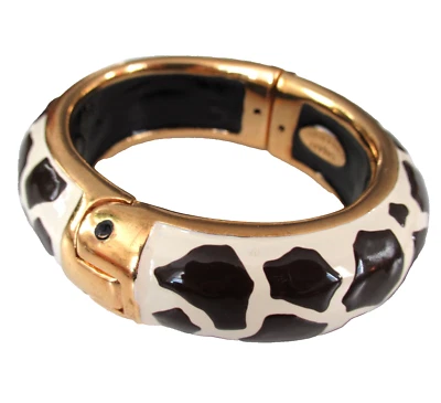 Brazalete Brazalete Abrazadera Esmalte Vintage Creart Italia Estampado Animal Jirafa Foto 1 de 4