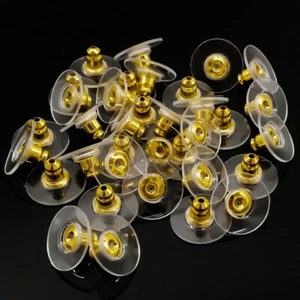 500 Stück Ohrring Pads Silikon Clip-On Ohrring Rückseiten weich goldfarben - Bild 1 von 4