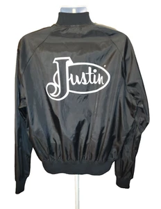 Giacca a vento Justin vintage uomo XL manica lunga leggera a scatto davanti e tasche - Foto 1 di 14