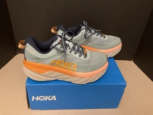 New! Womens Hoka One One Bondi 7 Blue Haze/Orange/Pink Running Shoes. Size 6.5. - Picture 1 of 10