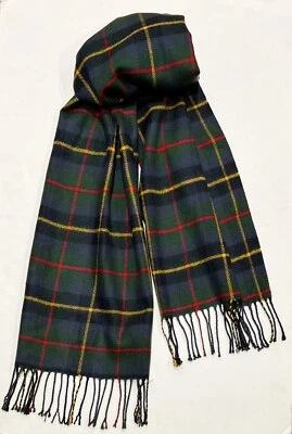 NUEVO CON ETIQUETAS ~ Bufanda antigua azul marino talla única azul verde rojo amarillo negro flecos a cuadros Foto 1 de 4