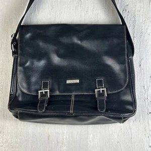 Kenneth Cole Reaction Leather Messenger Black Shoulder Bag  - Picture 1 of 6