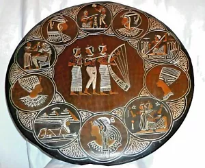 Egypt Egyptian handmade Real Silver Inlaid 49cm Copper Wall Hanging Charger Tray - Picture 1 of 12