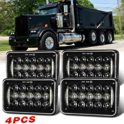 4PCS DOT APProved 4x6" LED Headlights High Low Beam w/DRL For Kenworth T800 W900 - Image 1 of 4