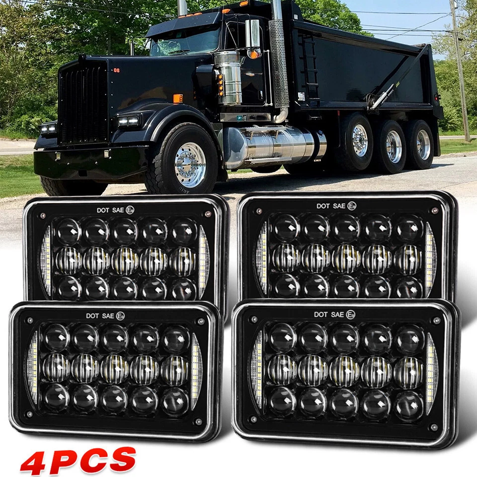 Faros LED de haz alto bajo 4x6" aprobados por puntos 4 piezas con DRL para Kenworth T800 W900 Foto 1 de 4