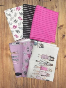 6 Fat Quarters - Assorted Barbie Girl Fat Quarter Bundle - Picture 1 of 2