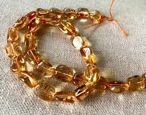 Natural AAA Gemstone Madeira Citrine Yellow Potato Nugget Bead Strand 16.25” - Picture 1 of 2