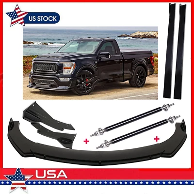 Front Bumper Lip Spoiler Diffuser Side Skirt Splitter Rear For Ford F150 F-150 - Imagem 1 de 4