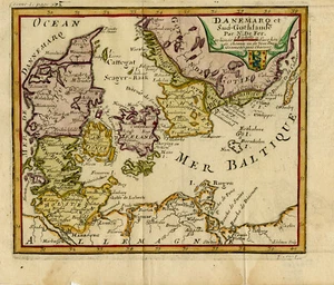 Antique Map-Denmark and Sweden with provinces-Sjaelland-Gotaland-De Fer-1721 - Picture 1 of 5