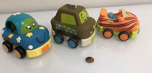 Battat B. Wheeee-ls! Soft Cars Lot Of 3: Taxi, Race & Flower Buh Car Wheeled Toy - Picture 1 of 9