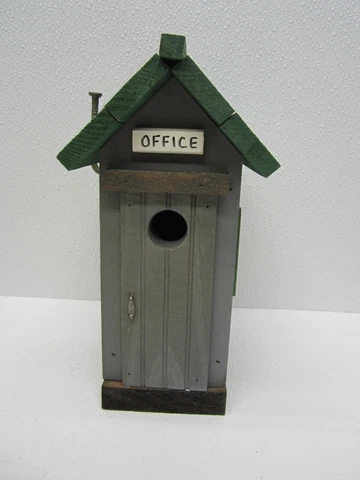RARE Custom Handmade Birdhouse Office Outhouse Model 9.5" Tall Cover