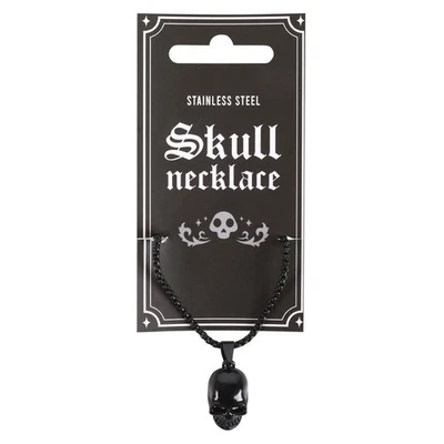 SKULL PENDANT NECKLACE BLACK STAINLESS STEEL 18" - Image 1 of 3