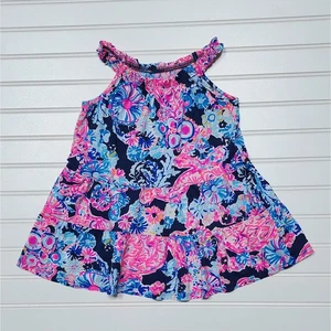 Lilly Pulitzer Girls Mini Loro High Tide Navy In Turtle Amazement Dress - Picture 1 of 4