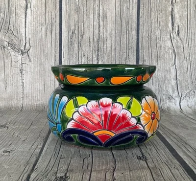 Small Mexican Talavera Self-Watering African Violet Pot - Image 1 of 4