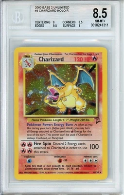 2000 BASE 2 UNLIMITED #4 CHARIZARD HOLO BGS 8.5 - Image 1 of 2