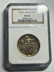 1936-S Oregon Trail Commemorative Half Dollar NGC MS65 Better Date - Picture 1 of 4
