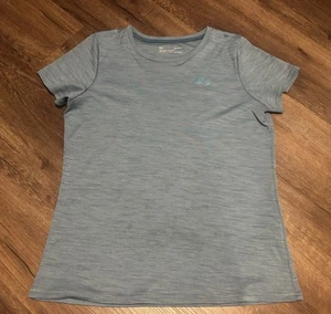 Under Armour Damen T-Shirt L Blau Polyester Locker Rundhals Kurzarm - Bild 1 von 4