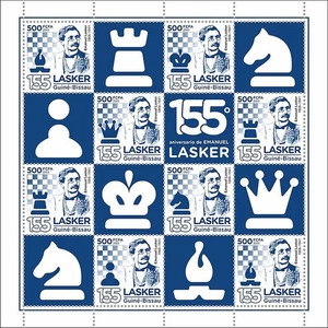 CHESS Grandmaster EMANUEL LASKER Juegos 8v-Sello Hoja #236 (2023 Guinea-Bissau) - Imagen 1 de 1