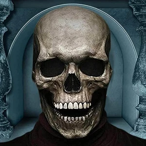 Halloween Movable Full Head Skull Mask Helmet With Movable Jaw Horror Scary New - Picture 1 of 14