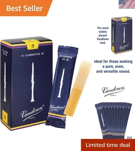 Bb Clarinet Reeds, Traditional Style, Strength 3, 10-Pack - Picture 1 of 8