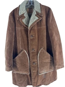 Vintage Suede Shearling Lined Mens  Coat Barn Ranchers Trappers Size 38 Western - Picture 1 of 20