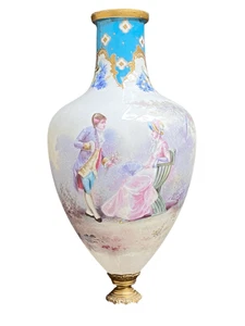 Antique Sevres Porcelain Vase Part Base 19th Century Signed C. Velly Romance - Picture 1 of 10