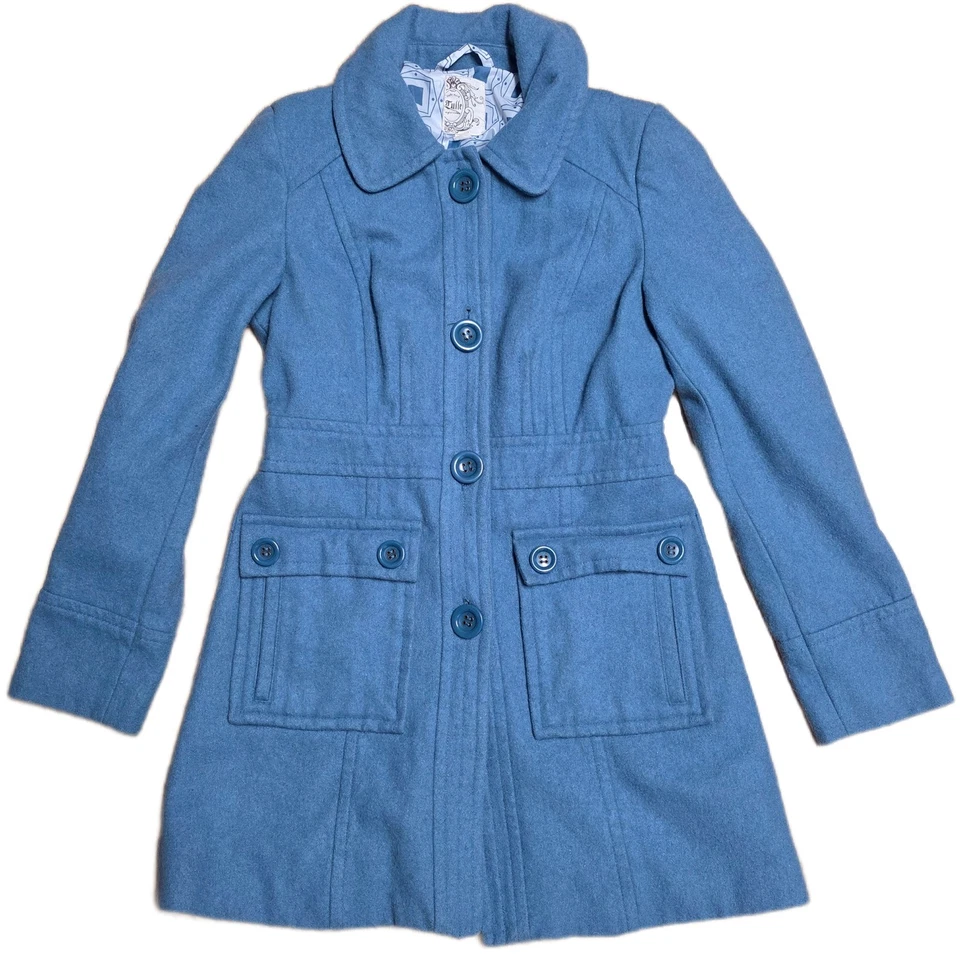 Женское синее трапециевидное пальто Anthropologie из шерстяной смеси на пуговицах спереди размер XS - Изображение 1 из 4