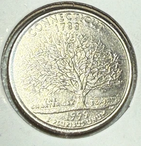 1999-P Connecticut State Quarter DDR Double Die Reverse Error -  Lot 141 - Picture 1 of 4