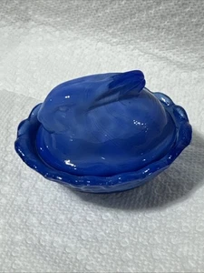 Boyd Glass Slag Miniature Rabbit on Nest Salt - Picture 1 of 5