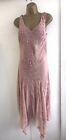 MARINA Floaty Ethereal Chiffon Sequin Dusky Pink Handkerchief Hem Dress Uk 6 B6