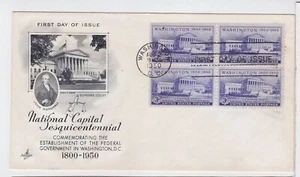 TurtlesTradingPost- Capital Sesquicentennial 1950 FDC #991 Artcraft Block of 4 - Picture 1 of 1