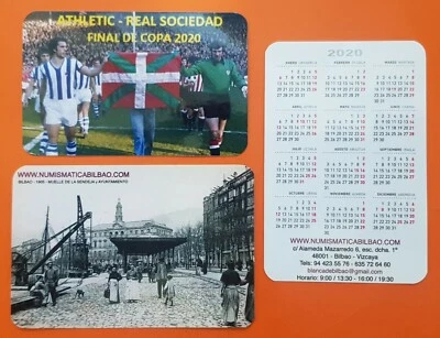 2 x CALENDARIOS Numismática Bilbao FINAL COPA FÚTBOL 2020 ATHLETIC REAL SOCIEDAD