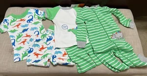 NWT Little Me size 2T green striped dinosaur 5-piece Pajama Set boys - Picture 1 of 9